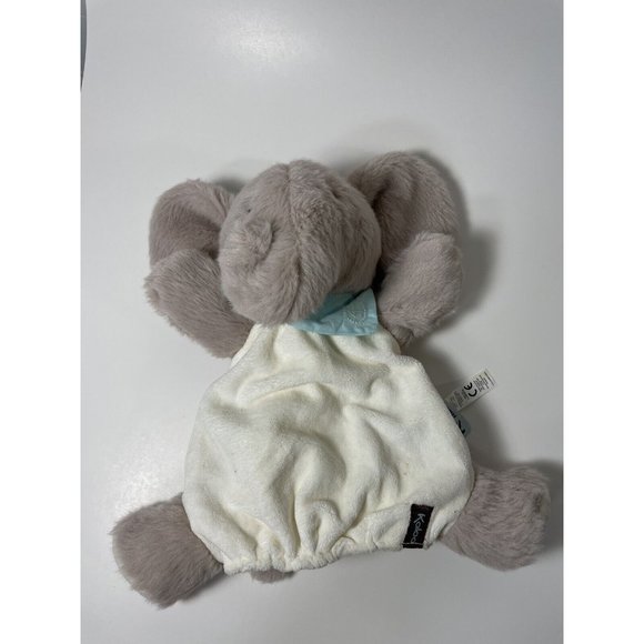 Kaloo Elephant Puppet Plush 11" Grey and white with light blue bandana - Picture 2 of 11